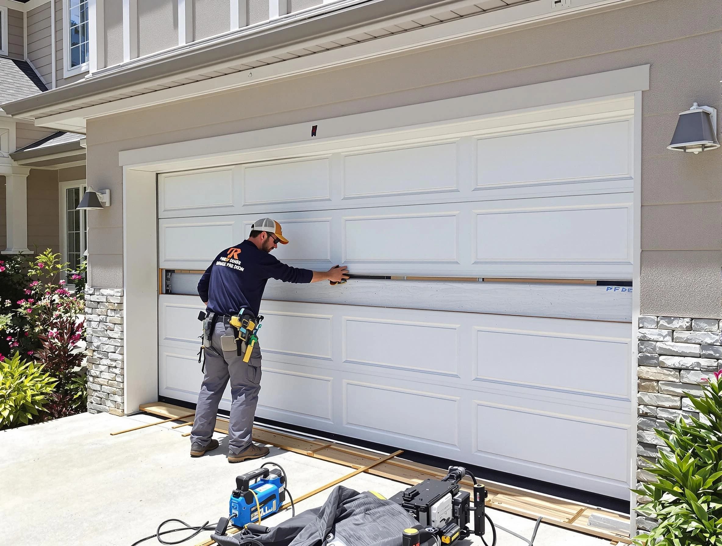 South Plainfield Garage Door Repair team performing complete garage door replacement at South Plainfield residence