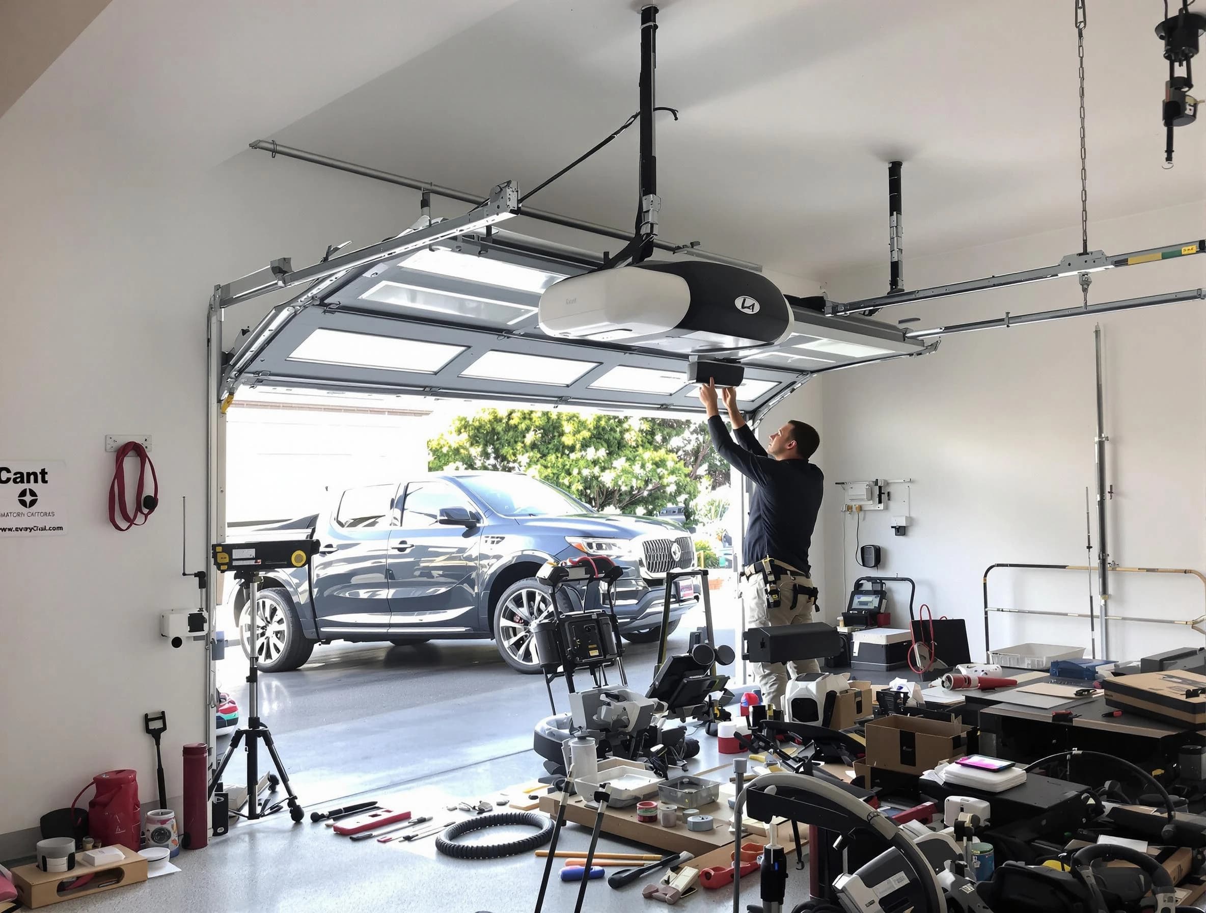 South Plainfield Garage Door Repair specialist installing smart garage door opener system in South Plainfield home